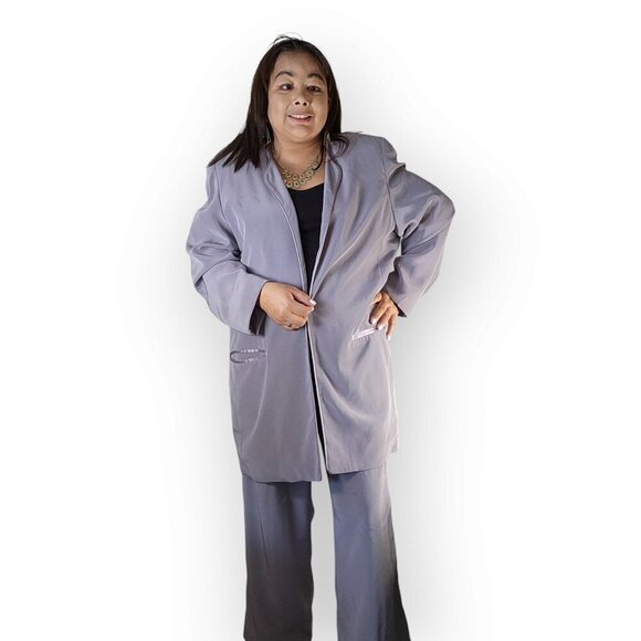 LOUBEN WOMENS 2 PIECE OUTFIT SIZE 14 GREY TOP WITH HIGH RISE PANTS - Picture 6 of 14